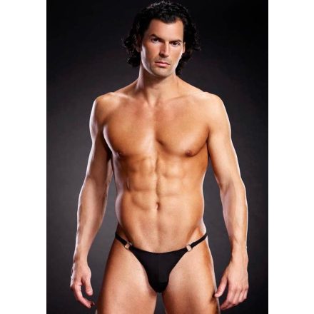 Microf. Thong w. Metal Rings Black S/M