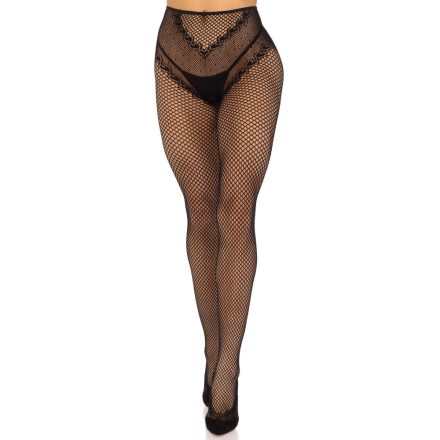 Crotchless backseam tights O/S - black