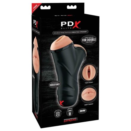 Double Penetration Vibrating Stroker  Light/Black