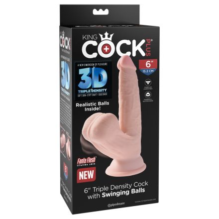 6" Triple Density Cock With Swinging Balls   Light