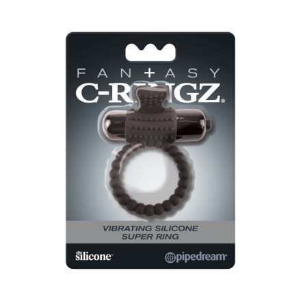 Vibrating Silicone Super Ring  Black