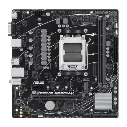 Asus Alaplap - AMD PRIME A620M-K AM5 (A620, 2xDDR5 7200+MHz, 1xGBE LAN, 1xM.2, 4xSATA3, VGA+HDMI)