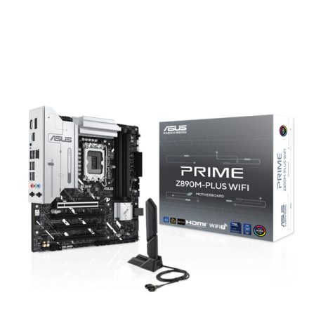 Asus Alaplap - Intel PRIME Z890M-PLUS WIFI LGA1851 (Z890, ATX, 4xDDR5 8666+MHz, 6xSATA3, 3xM.2, HDMI+DP+Type-C)