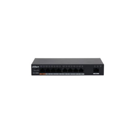 Dahua PoE switch - PFS3009-8ET1GT-96 (1x 10/100 (HighPoE/PoE+/PoE) + 7x 10/100(PoE) + 1x 10/100/1000 uplink, 96W)