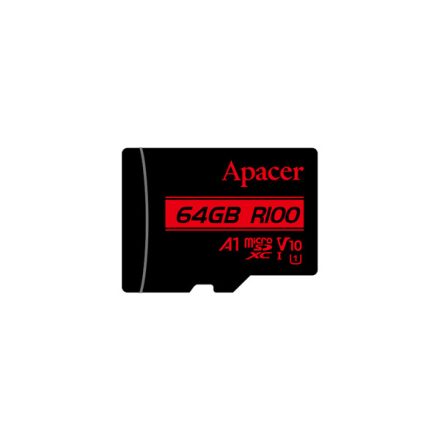 Apacer MicroSD kártya - 64GB microSDXC UHS-I Class10 V10 A1 (R/W: 100/10 MB/s) + adapter