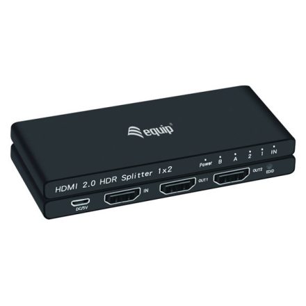 Equip HDMI Video-Splitter - 332716 (2 port, HDMI2.0, 3D, 4K/60Hz, HDR/HDCP Ready, fekete)