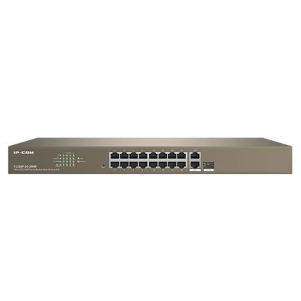 IP-COM Switch Vezérelhető PoE - F1218P-16-250W (16x100Mbps + 2x1Gbps; 1x1Gbps SFP; 16 af/at PoE+ port; 230W)