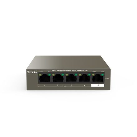 Tenda Switch PoE - TEF1105P-4-38W (5x100Mbps; 4 af/at PoE+ port; 35W Poe)