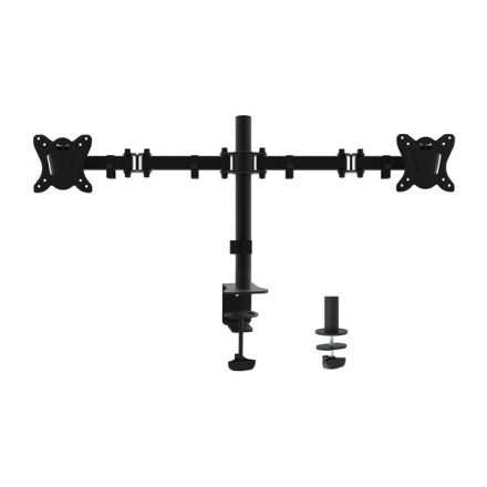 Equip Monitor Asztali konzol - 650152 (13"-27", 2 monitor, dönthető, forgatható, állítható magasság, Max.:2x9kg, fekete)