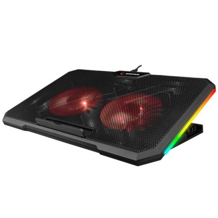 Rampage Notebook Hűtőpad 17"-ig - AD-RC12 GAMEZONE (2*12cm venti, 100rpm, RGB LED) Fekete