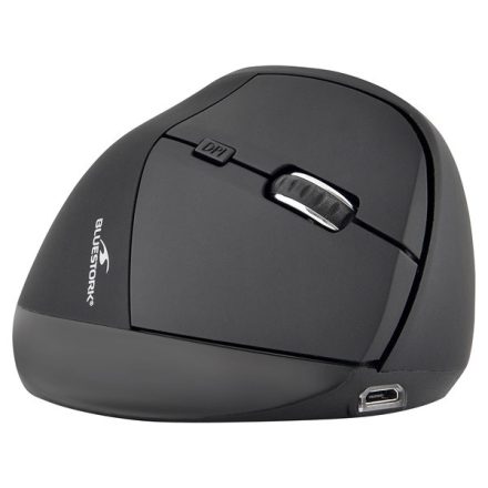 Bluestork Vezeték nélküli Egér - M-WL-ERGO-BK (Ergonomic, Rechargeable, 2.4G, 2400 DPI, optikai, fekete)