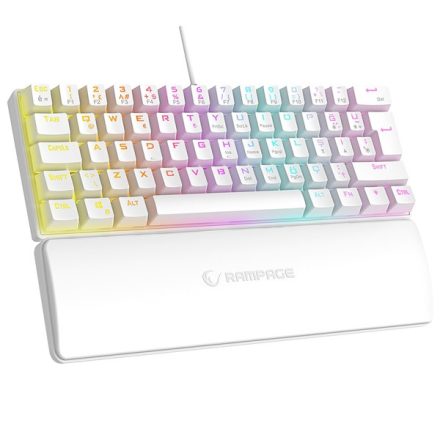 Rampage Billentyűzet - PLOWER K60 White US (Vezetékes, Mechanikus, Blue switch, angol, fehér, RGB LED)