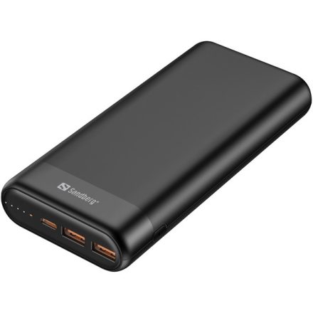 Sandberg Akkubank - Powerbank 20000 PD65W+2xQC3.0 (Bemenet: USB-C, Kimenet: 2xUSB-A+USB-C)