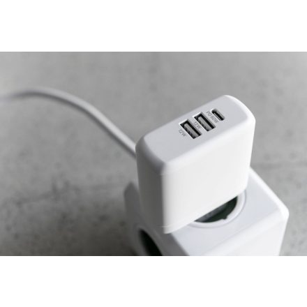 FIXED gyorstöltő 1db USB-C és 2db USB port, PD támogatás, 60W, fehér