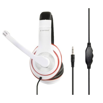 Gembird MHS-03-WTRDBK Stereo Headset White/Red/Black