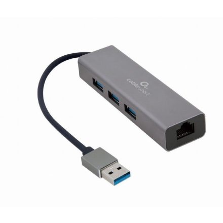 Gembird USB AM Gigabit Network Adapter With 3-port USB 3.0 Hub Grey