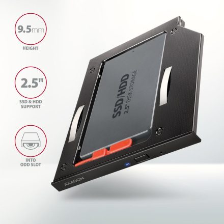 AXAGON RSS-CD09 ODD – 2,5" SATA SSD/HDD Caddy 9,5mm Black