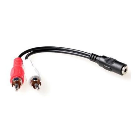 ACT 0,15 meter audio connection cable 1x 3,5 mmm jack male naar 1x 3.5mm stereo jack female - 2x RCA male