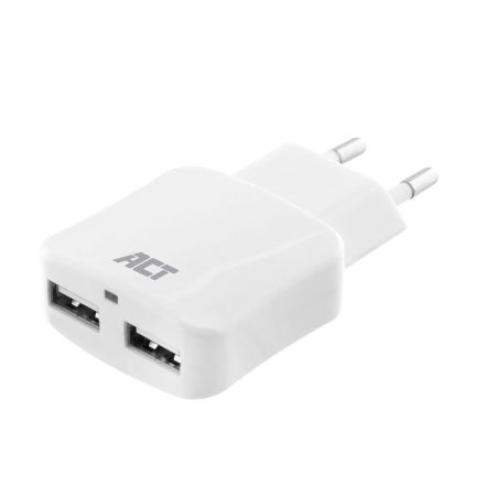 ACT AC2115 USB Charger 2-port 2.4A 12W Smart IC White