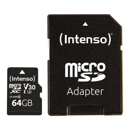 Intenso 64GB microSDXC Professional Class 10 U3 V30 + adapterrel