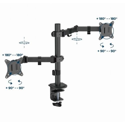 Gembird MA-D2-03 Adjustable desk mounted double monitor arm 17”-32” Black