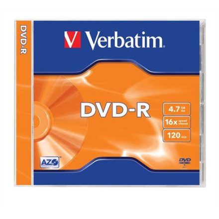 Verbatim DVD-R 4,7Gb 16x Normál tok 1db/csomag (1-es címke)