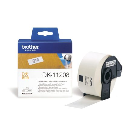 Brother DK-11208 elővágott öntapadós címke 400db/tekercs 38mm x 90mm White