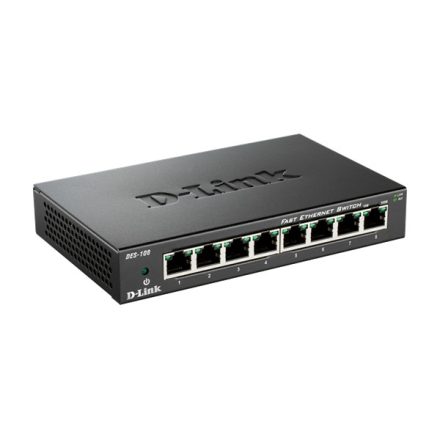 D-LINK Switch 8x100Mbps Fémházas Asztali, DES-108/E