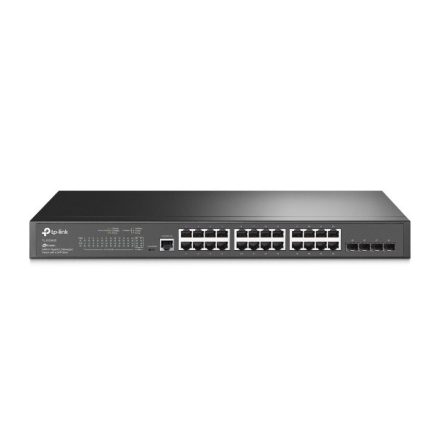 TP-LINK Switch 24x1000Mbps + 4xGigabit SFP + 2xkonzol port, Menedzselhető, SG3428