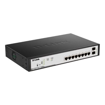 D-LINK Switch 8x1000Mbps (8xPOE) + 2xGigabit SFP Fémházas Asztali Menedzselhető, DGS-1100-10MPV2/E