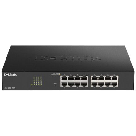 D-LINK Switch 16x1000Mbps Fémházas Asztali Menedzselhető, DGS-1100-16V2/E