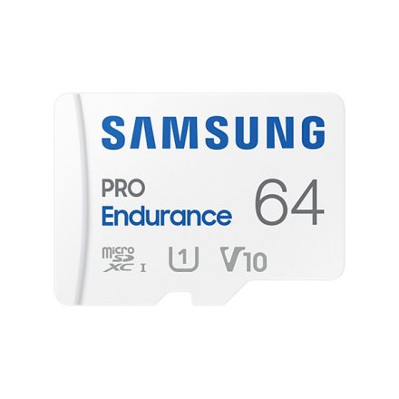 SAMSUNG Memóriakártya, PRO Endurance microSD kártya 64GB, CLASS 10, UHS-I (SDR104), + SD Adapter, R100/W30