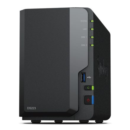 SYNOLOGY NAS 2 fiókos DS223 Realtek RTD1619B 4x1,7GHz, 2GB DDR4, 1x1GbE, 3xUSB3.2Gen1