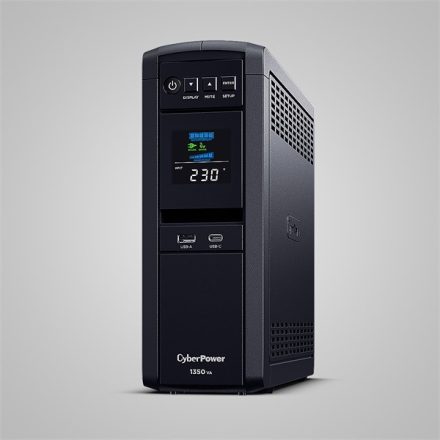 CYBERPOWER UPS gaming, 6xSCHU,2xUSB 1350VA 810W, 230V, színuszus szünetmentes tápegység,LINE-INTERAKTÍV, AVR, színes LCD