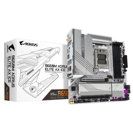 GIGABYTE Alaplap AM5 B650M AORUS ELITE AX ICE AMD B650, mATX