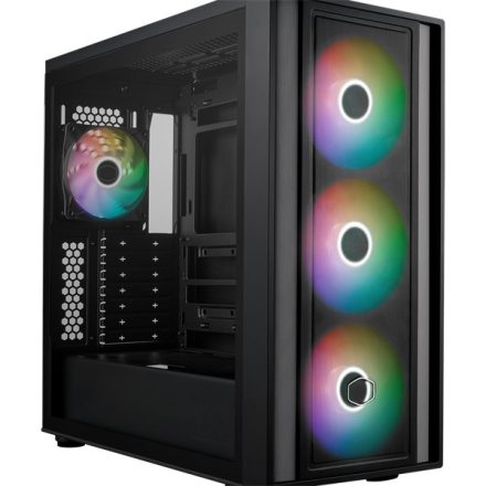 COOLER MASTER Ház ATX MasterBox 600, 4db ARGB Ventilátor, Tápegység nélkül, Üvegfalú, fekete