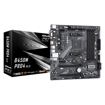 ASROCK Alaplap AM4 B450M PRO4 R2.0 AMD B450, mATX