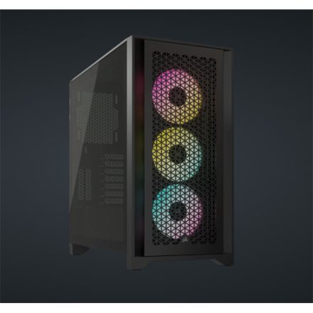 CORSAIR Ház iCUE 4000D RGB AIRFLOW, 3xAF120 RGB ELITE Ventillátorral + Kontroller, Tápegység nélkül, Edzett Üveg, fekete