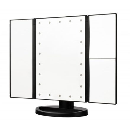 HUMANAS ML04 kihajtható sminktükör, AAA elem vagy  mikro USB, 16 x 23,5 cm, LED 2 nagyító tükör, 21 db LED,