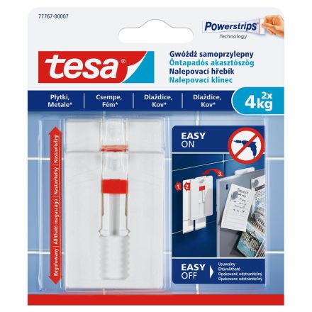 Akasztószög öntapadós, állítható sima felületekhez 4 kg teherbírás 2 darab/bliszter Tesa Powerstrips