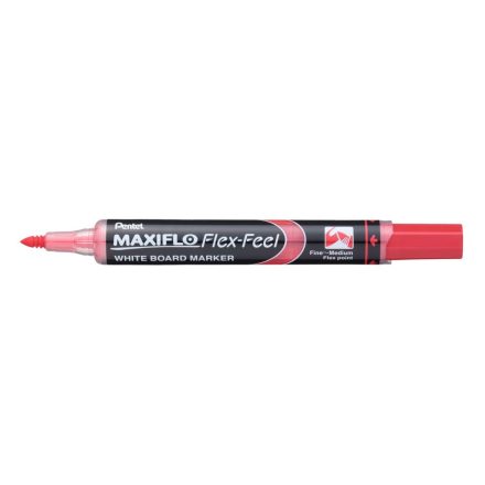 Táblamarker 1-5mm, hajlékony hegyű Pentel Maxiflo Flex Feel piros