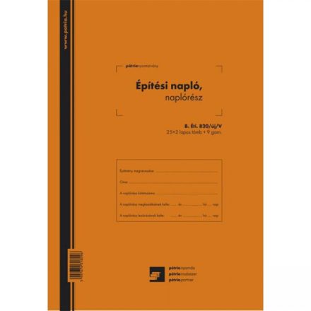 Építési napló 25x3lapos +9 db 3lapos garnitúra B.ÉTI.820/V