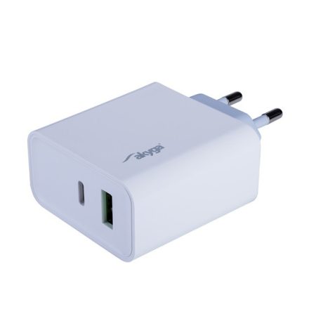 Akyga AK-CH-14 USB-A + USB-CPD 5-20V / max. 3A 45W QuickCharge 3.0 hálózati töltő