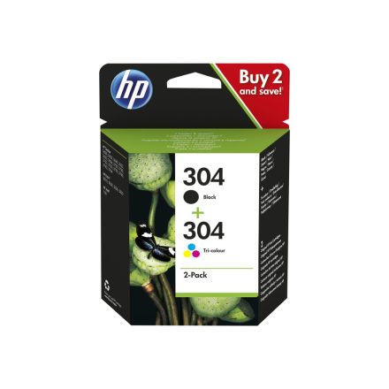 HP 304 2-Pack Black/Tri-color Ink Cartri