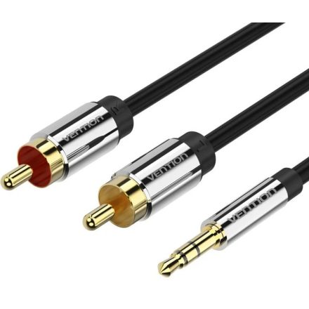 Vention 3.5mm jack/M -> 2*RCA/M,  (audio, aranyozott, fémház), 1,5m, kábel