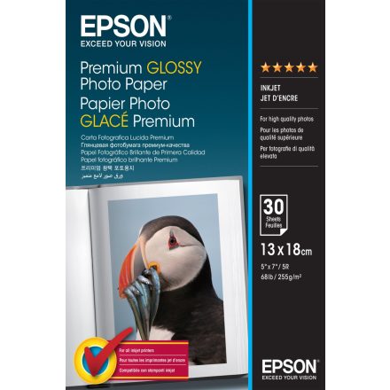 Epson prémium fényes fotópapír (10x18, 30 lap, 255g)