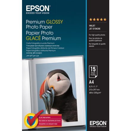 Epson prémium fényes fotópapír (A4, 15 lap, 255g)