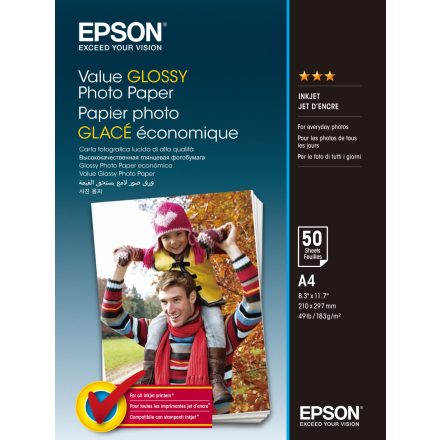 Epson fényes fotópapír (A4, 50 lap, 183g)