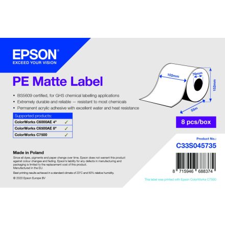 Epson fehér matt inkjet 102mm x 55m 220 címke/tekercs