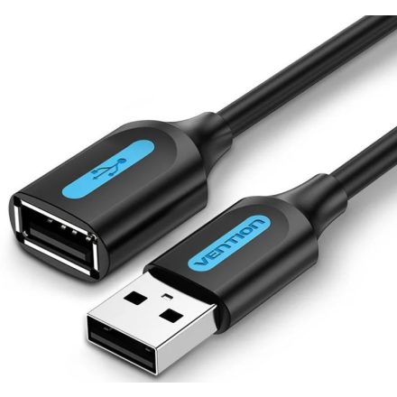 Vention USB-A 2.0/M -> USB-A 2.0/F  (hosszabbító, PVC fekete) , 1,5m, kábel